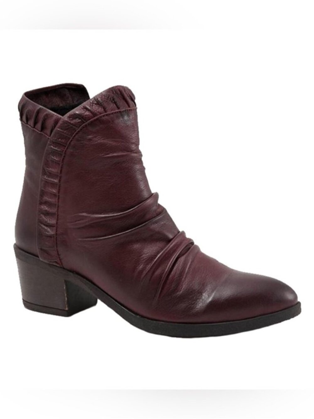 Bueno Connie Burgundy Red Leather Ankle Bootie Boots Winter Lined Size 37 6.5 7
